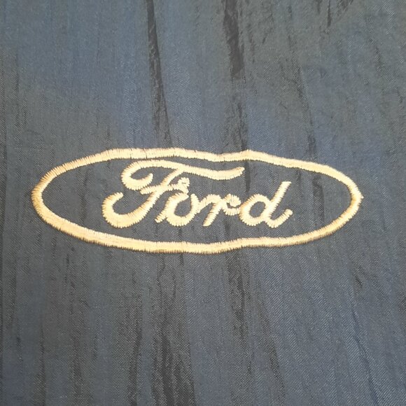 Vintage Ford Motor Co Nylon Windbreaker Jacket Blue 90s Rare Licensed Large - Picture 2 of 11